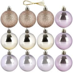 Artemis 12x komplet nelomljivih božičnih kroglic v zlati roza barvi