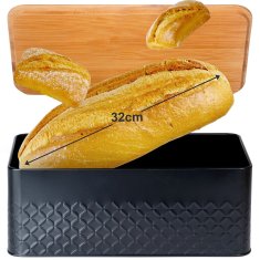 Artemis Posoda za žemljice z bambusovo desko Kitchen Black