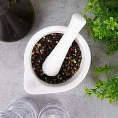 shumee Beli porcelanasti možnar za začimbe