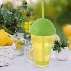 shumee Plastični lonček s pokrovom in slamico 450 ml