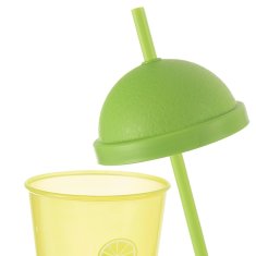 shumee Plastični lonček s pokrovom in slamico 450 ml