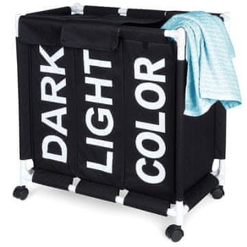 shumee 3-prekatna košara za perilo v kopalnici, 137 L, za ločevanje