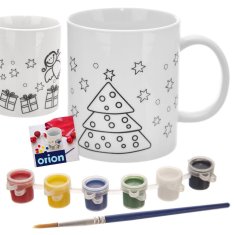 shumee Porcelanasta skodelica za poslikavo božičnega drevesca z barvami 350 ml