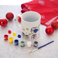 shumee Porcelanasta skodelica za poslikavo božičnega drevesca z barvami 350 ml