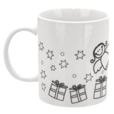 shumee Porcelanasta skodelica za poslikavo božičnega drevesca z barvami 350 ml