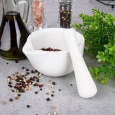 shumee Beli porcelanasti možnar za začimbe