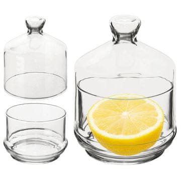 Artemis Steklena posoda za limone s pokrovom za shranjevanje in serviranje limon