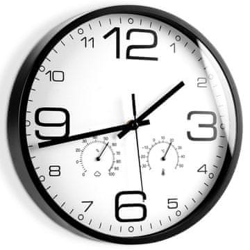 shumee Bela stenska ura s termometrom in higrometrom, 30 cm