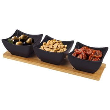 Orion Črne porcelanaste sklede za prigrizke 31,5 cm 4 kosi.