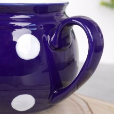shumee Modra keramična skodelica s pikami 850 ml