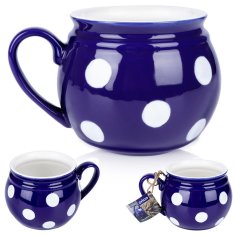 shumee Modra keramična skodelica s pikami 850 ml
