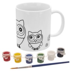 shumee Porcelanasta skodelica za slikanje sove z barvami 330 ml
