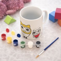 shumee Porcelanasta skodelica za slikanje sove z barvami 330 ml