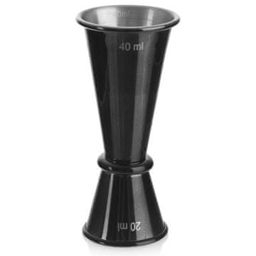 shumee Dvostranska jeklena merilna skodelica za barmane ČRNE barve 20/40 ml