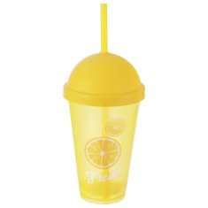 shumee Plastični lonček s pokrovom in slamico 450 ml
