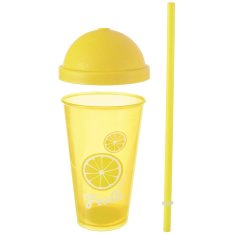 shumee Plastični lonček s pokrovom in slamico 450 ml
