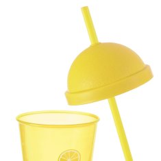 shumee Plastični lonček s pokrovom in slamico 450 ml