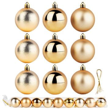 shumee Nezlomljive zlate božične kroglice 6 cm 9 kosov.