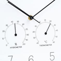 shumee Stenska ura s termometrom, higrometrom, viseča na steni, belo zlato 28 cm