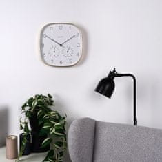 shumee Stenska ura s termometrom, higrometrom, viseča na steni, belo zlato 28 cm