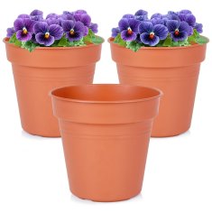 Artemis 3x Rjav plastični vrtni lonec za rastline, rože, zelišča 15x14 cm