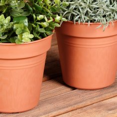 Artemis 3x Rjav plastični vrtni lonec za rastline, rože, zelišča 15x14 cm
