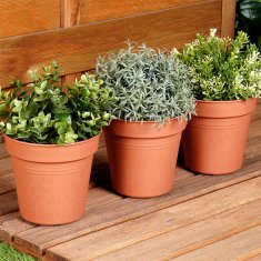 Artemis 3x Rjav plastični vrtni lonec za rastline, rože, zelišča 15x14 cm