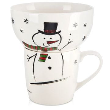 shumee Otroška skodelica s skledo, porcelanast snežak, 2 kosa.
