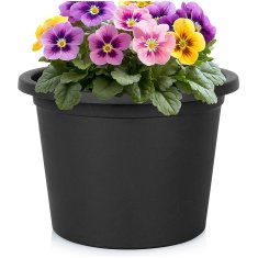 Artemis Vrtna posoda Zunanja plastična okrogla posoda črna 27,5x19,5 cm