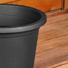 Artemis Vrtna posoda Zunanja plastična okrogla posoda črna 27,5x19,5 cm