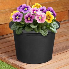 Artemis Vrtna posoda Zunanja plastična okrogla posoda črna 27,5x19,5 cm
