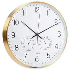 shumee Stenska ura s termometrom in higrometrom, belo zlato, 38 cm