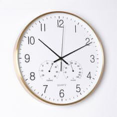shumee Stenska ura s termometrom in higrometrom, belo zlato, 38 cm