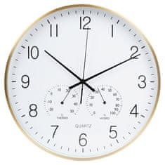 shumee Stenska ura s termometrom in higrometrom, belo zlato, 38 cm
