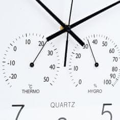 shumee Stenska ura s termometrom in higrometrom, belo zlato, 38 cm
