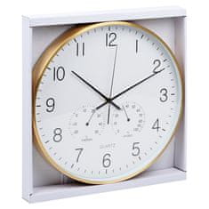 shumee Stenska ura s termometrom in higrometrom, belo zlato, 38 cm