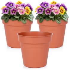 Artemis 3x Rjav plastični vrtni lonec za rastline, rože, zelišča 17x15,5 cm