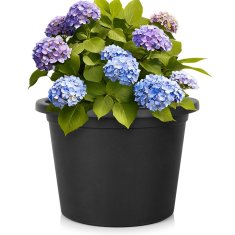 Artemis Velika vrtna posoda za zunanjo uporabo, plastična okrogla posoda, črna 39x28 cm