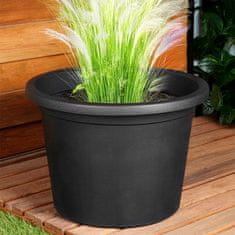 Artemis Velika vrtna posoda za zunanjo uporabo, plastična okrogla posoda, črna 39x28 cm
