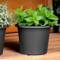 Artemis 3x črn plastični vrtni lonec za rastline, rože, zelišča 14,5x11 cm