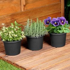 Artemis 3x črn plastični vrtni lonec za rastline, rože, zelišča 14,5x11 cm