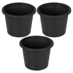 Artemis 3x črn plastični vrtni lonec za rastline, rože, zelišča 14,5x11 cm