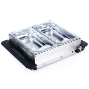 shumee Električni grelnik hrane, jeklo, 2 vložka