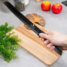 Artemis Nazobčan jeklen kuhinjski nož za rezanje kruha, črne barve, 32 cm