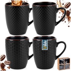 shumee Črne keramične skodelice 400 ml 4 kosi.