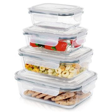 shumee Steklene posode za živila s pokrovom in tesnilom, 4 kosi.
