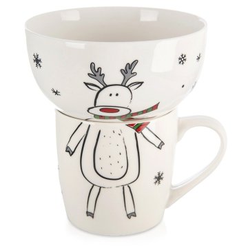 shumee Porcelanasta skodelica s skledo za otroke, 2 kosa.