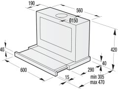 shumee Gorenje | Napa | BHP623E8X | Teleskopska | Razred energijske učinkovitosti B | Širina 60 cm | 610 m³/h | Mehansko upravljanje | LED | Nerjaveče jeklo