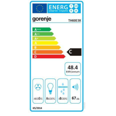shumee Gorenje | Napa | TH60E3X | Teleskopska | Razred energijske učinkovitosti C | Širina 60 cm | 350 m³/h | Mehansko upravljanje | LED | Nerjaveče jeklo