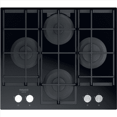 shumee Hotpoint | HAGS 61F/BK | Štedilnik | Plinska plošča na steklu | Število gorilnikov/kuhalnih con 4 | Vrtljivi gumbi | Črna